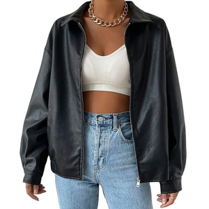 Chaquetas de Cuero Negras Personalizadas de Alta Calidad y Talla Grande para Mujer, Chaqueta de Cuero con Mangas de Cuero para Mujer - Product Image 1