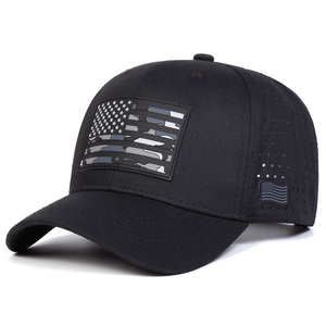 Men's Tactical American Flag Baseball <b>Cap</b> Laser Perforated Camo Operator <b>Hat</b> Outdoor Breathable Adjustable Visor - Product Image 3