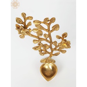 Designer en forme d'arbre Deepam en laiton fait à la main article Home Decor fabriqué en Inde - Product Image 2