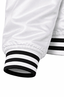 Veste varsity blanche pour homme, bordure noire, fermeture à boutons, coupe classique, style bomber décontracté, imperméable, vintage, soie/coton, vêtements d'hiver