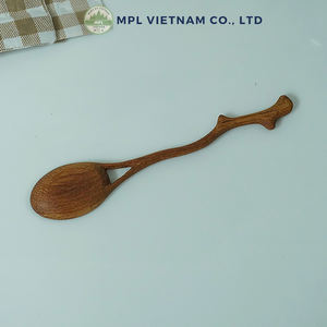Cuillère à feuilles en bois artisanale du Vietnam, fabriquée en Afzelia Xylocarpa, cadeau d'affaires écologique pour les amateurs de décoration de cuisine - Product Image 5