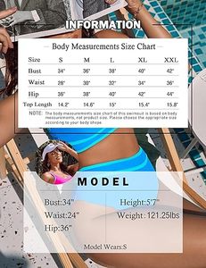 Conjunto de bikini azul liso para mujer, top bandeau de cintura alta con ribete en contraste, traje de baño elástico de dos piezas, ajuste regular - Product Image 6