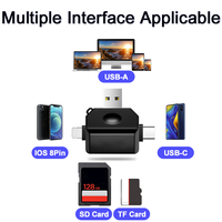 Lector de Tarjetas OTG 3 en 2 Multifunción USB / USB-C / IOS 8PIN con Tarjeta SD/TF para Teléfono Móvil, Cámara, Dron, Dashcam, Laptop/PC