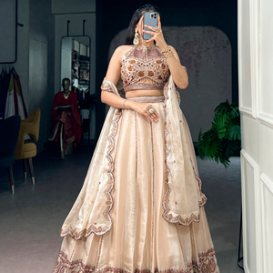 Designer Spider Crush Sequins and Thread Embroidered Lehenga Choli with Dupatta | Wedding Party Wear Festive Lehenga - Product Image 1