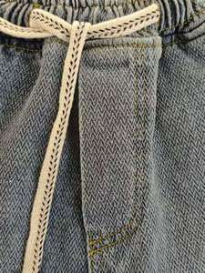 Shorts décontractés pour hommes, coupe ample, longueur genou, couleur unie, qualité supérieure, effet vintage délavé, avec cordon de serrage, taille élastique, infroissable - Product Image 5