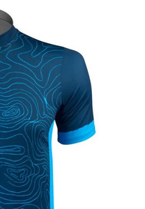 Maillot de Ciclismo Topográfico Azul para Hombre, Manga Corta, Transpirable, Camiseta Deportiva de Poliéster - Product Image 4