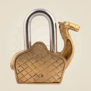 Cadenas en laiton massif fait main, forme chameau, finition laiton antique et plaqué or poli, pour la sécurité des portes et armoires domestiques, objet cadeau ethnique - Product Image 2