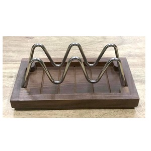 Premium Taco Holder Stand 4 Pack Wood Taco Rack <b>Tray</b> Hard Soft Shell Tortilla Stand Commercial Restaurant Wood Taco Holder - Product Image 5