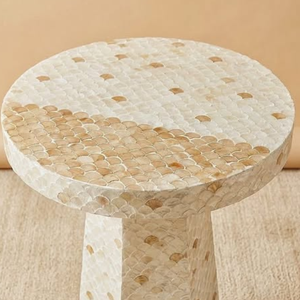 Mesa de Centro Redonda de Mosaico de Conchas Capiz con Diseño Único de Patrón de Vieiras, Muebles de Lujo para Sala de Estar, Fabricante - Product Image 3