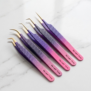 Pinzas para Pestañas Ultrafinas con Punta de Fibra, Herramienta para Extensión de Pestañas de Volumen, Agarre Antideslizante, Color Personalizado, Acero Inoxidable Antioxidante - Product Image 1