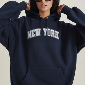 Sweat-shirt à capuche oversize imprimé pour femme en coton 100% premium, hiver automne, logo frontal, doux, respirant, décontracté - Product Image 3