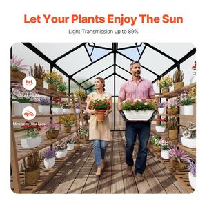 Serre de jardin en polycarbonate de style Alumi Pavilion 8 x 10 pieds avec 2 fenêtres de ventilation et porte à charnières, serre extérieure - Product Image 4