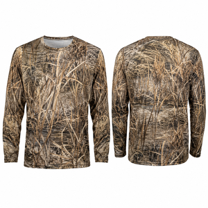 T-shirt camouflage à manches longues pour homme, col rond, séchage rapide, en polyester tricoté, coupe décontractée, longueur standard, impression par sublimation - Product Image 1