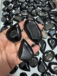 Pierre précieuse naturelle en druze d'onyx noir en vrac, forme personnalisée, pour bijoux, pierres de druze étincelantes, vente en gros - Product Image 1