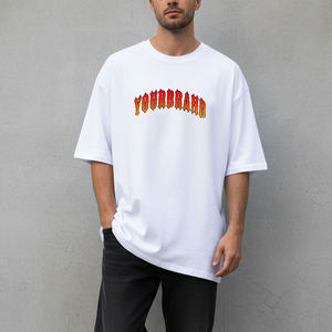 Nuevas camisetas de moda para hombre, extragrandes, con logo impreso en DTF personalizado, cuello redondo, manga regular, color blanco, estilo streetwear. - Product Image 4