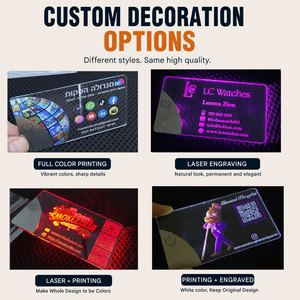 Tarjetas de Visita Personalizadas de Acrílico Transparente con Luz LED, Logotipo Personalizado, Impresión UV, Laminación de Película, Fabricante OEM al por Mayor - Product Image 3