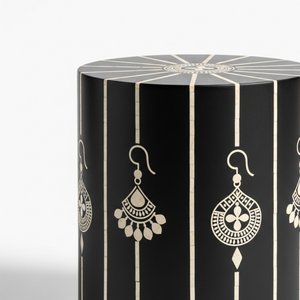 Mesa Auxiliar de Lujo con Incrustaciones de Meena, Hecha a Mano, Color Personalizado, Patrón de Hueso, Mesa Auxiliar de MDF Premium con Acabado Esmaltado para Dormitorio - Product Image 5