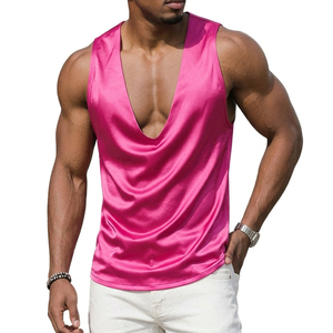 Débardeur Homme en Satin de Haute Qualité, Col en V Profond, Fluide et Ample, Gilet Athlétique Sans Manches, Personnalisable, Vente en Gros, Débardeurs avec Logo - Product Image 2