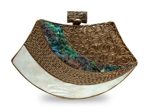 Bolso de Mano de Lujo Mother Pearl con Forro de Terciopelo, Estructura de Alambre, Decoración de Pedrería, Cierre de Broche, 4 Pulgadas, Ideal para Fiestas y Bodas - Product Image 4