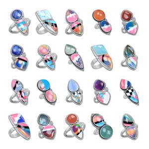 แหวนโอปอลออโรร่าประดับพลอยหลากสี งานแฮนด์เมดสุดประณีต สำหรับผู้หญิง แหวนเงินแท้ 925 สไตล์โบฮีเมียน เหมาะสำหรับเป็นของขวัญ - Product Image 1