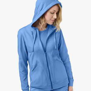 Nouveau design personnalisé – Sweat à capuche pour femme avec cordon de serrage, poches zippées, coupe ajustée, en molleton de coton, pour l'hiver – Blousons de travail pour femme - Product Image 2