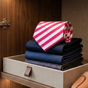 Candy Pink Stripe <b>Polyester</b> <b>Tie</b> for Men | Elegant Woven Necktie | Formal Business Wedding Party | Gift Stylish Durable Accessory - Product Image 4