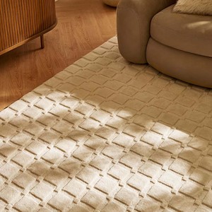 Modern White Textured Rug Geometric Hand Tufted Area Rug Premium Wool Carpet Minimalist Contemporary Home Decor <b>Floor</b> Covering - Product Image 5
