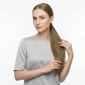 Perruque complète en dentelle 100 % cheveux humains Remy, lisse, avec mèches, longue, brune, texture ondulée naturelle, personnalisable - Product Image 2