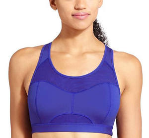 Ensemble de 2 soutiens-gorge de sport pour femme, col rond, dos nageur, couleur unie, maille respirante, Spandex Polyester, sans couture, extensible dans les quatre sens, fermeture avant - Product Image 1