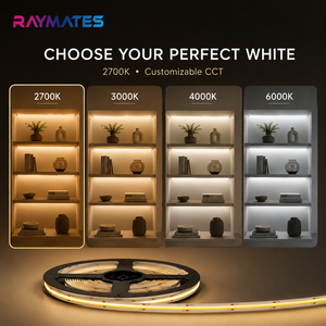 Bande LED COB autocollante DC24V 480 LED/m 2700K Blanc chaud 10W/m CRI 90+ Bande LED COB flexible pour l'éclairage des armoires et des cuisines - Product Image 3