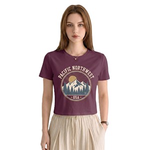 T-shirt graphique rétro Y2K du Pacifique Nord-Ouest des États-Unis, haut court personnalisé à manches courtes pour l'été, chemise décontractée tendance pour femmes, t-shirt en coton doux - Product Image 1