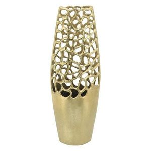 Florero de metal con acabado dorado para decoración de lujo con superficie pulida y apariencia brillante - Product Image 1