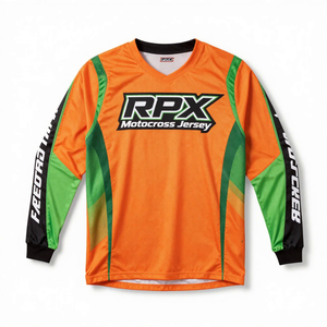 Maillot de moto et motocross respirant, coupe-vent, à manches longues, grande taille, en polyester vierge, séchage rapide, prix de gros - Product Image 3