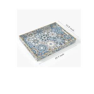 ถาดวางของข้างโต๊ะกาแฟทรงสี่เหลี่ยมลายดอกไม้สวยงาม ลดราคาพิเศษ พร้อมหูจับ ถาดขนาดใหญ่สำหรับโต๊ะกาแฟ - Product Image 3