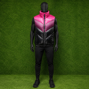 Custom Shiny Gradient Chevron Puffer Vest Winter Warm Sleeveless Quilted Jacket for Men <b>Women</b> Windproof Outdoor Padded <b>Waistcoat</b> - Product Image 3