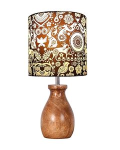 Decorative Table Lamp Floral Bird Pattern Fabric Lampshade Wooden Base Bedside Desk Light <b>Home</b> Decor - Product Image 3