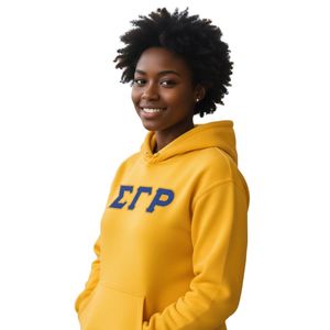 Sudadera con Capucha Personalizada de Sarga Dorada Sigma Gamma Rho, Sudadera con Capucha de la Hermandad Griega, Sudadera con Capucha de Forro Polar con Letras para Mujer, Ropa Universitaria Informal - Product Image 2