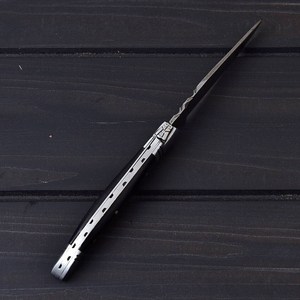 Couteau pliant de poche Damas fait main sur mesure, pointe tombante, manche en corne noire, verrouillage arrière, couteaux de chasse EDC pour l'extérieur, vente en gros USA UE - Product Image 3