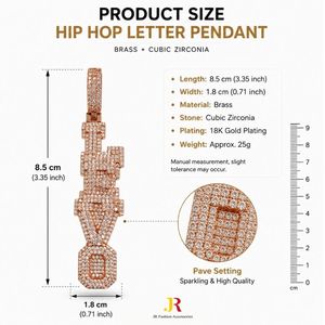 Pendentif Hip Hop en Laiton avec Micro-Pavé de Zircon Cubique et Placage Or Rose 18K pour Hommes, Mode Streetwear - Product Image 5