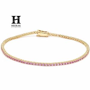 Pulsera de tenis con gemas rosas de primera calidad, diseño de joyería de alta gama en oro de 14K/18K - Product Image 1