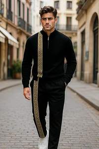 Conjunto Deportivo de 2 Piezas para Hombre, Estilo Hip Hop, Bordado, Pantalones Deportivos Dorados con Cierre, Sudadera con Capucha, 100% Algodón, Secado Rápido - Product Image 5