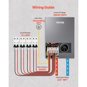 36kW Tankless LCD Touch istantaneo scaldabagno elettrico con blocco per bambini acqua calda su richiesta - Product Image 5