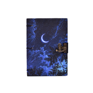 Cuaderno con diseño de cielo nocturno y luna A5, cuaderno con cerradura, libro de escritura con tapa dura |   Papelería de Regalo Premium de Doble Cara con 200 Páginas - Product Image 1