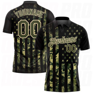 Polos de Golf Personalizados con Camuflaje Crema y Bandera Americana, Polos Deportivos Transpirables para Entrenamiento de Golf y Uso Casual - Product Image 4