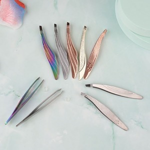 Pince à sourcils biseautée en acier inoxydable pour la réparation et l'épilation, outils de maquillage Rose - Product Image 5