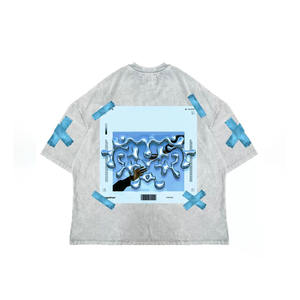 T-shirts Oversize Homme en Coton/Fibre de Bambou OEM, Imprimés Graphiques, Personnalisés, Col Rond Basique, Manches Courtes, Coupe Boxy, Style Urbain - Product Image 2