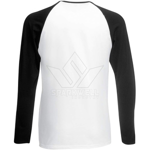 Men's White Navy Raglan Full Sleeve T-<b>Shirt</b> 100% Cotton Casual Breathable Solid Color Anti-Wrinkle Spring Wear - Product Image 2