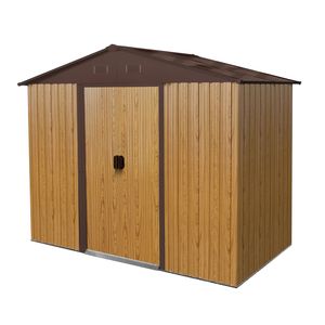 Casetta da Giardino in Metallo 2,4m x 1,2m con Porta Scorrevole, Colore Caffè, per Cortile, Patio e Prato - Product Image 5