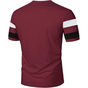 T-shirt rayé personnalisé pour homme 100% coton de haute qualité léger à manches courtes col rond décontracté tendance avec rayures contrastées - Product Image 6