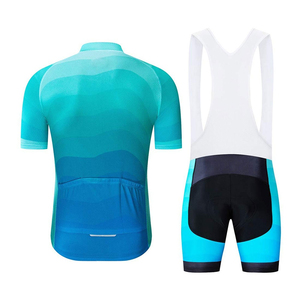 Ensemble de maillot de cyclisme pour hommes, manches courtes, short à bretelles bleu dégradé, vêtements de cyclisme, vêtements de sport respirants à séchage rapide - Product Image 2